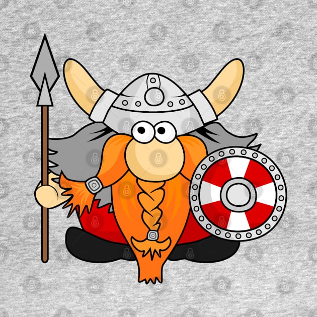 Funny Little Viking Warrior Cartoon Illustration by RageRabbit